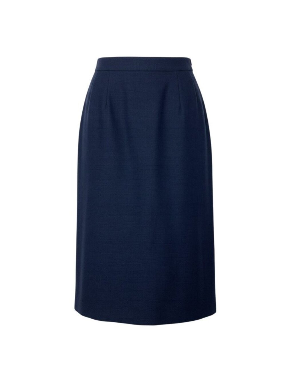 Chanel Pencil Skirt CC Logo Button Navy Cotton 36
